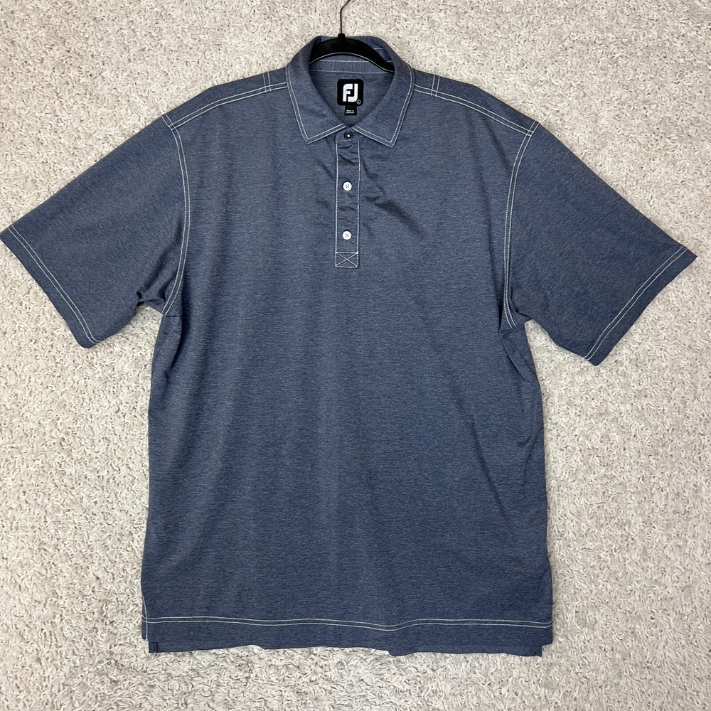 Footjoy Golf Polo Shirt Mens Large Blue Preppy Club Collared Performance‎ Logo